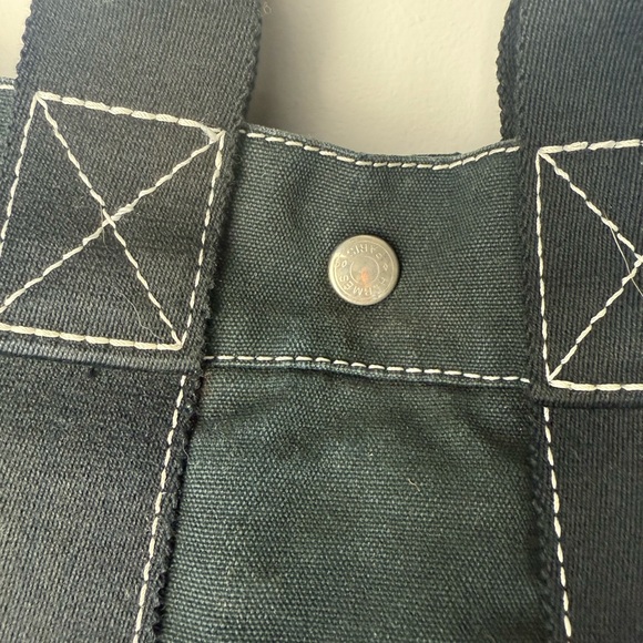 Hermes Black Canvas Bag with silver snap closure - Picture 5 of 9